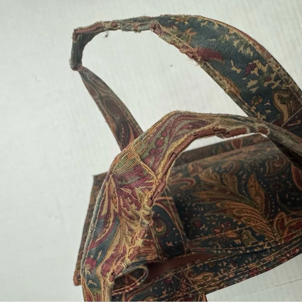 Vintage MET The Metropolitan Museum of Art Polished Cotton Paisley Tote Flawed - Picture 11 of 11